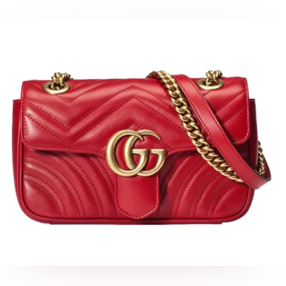 GUCCI GG Marmont Mini Shoulder Bag Red